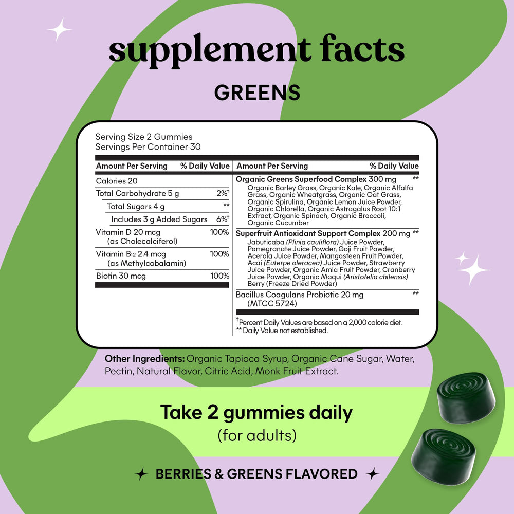 Lemme Greens berry flavor visual communicates delicious taste and daily convenience.