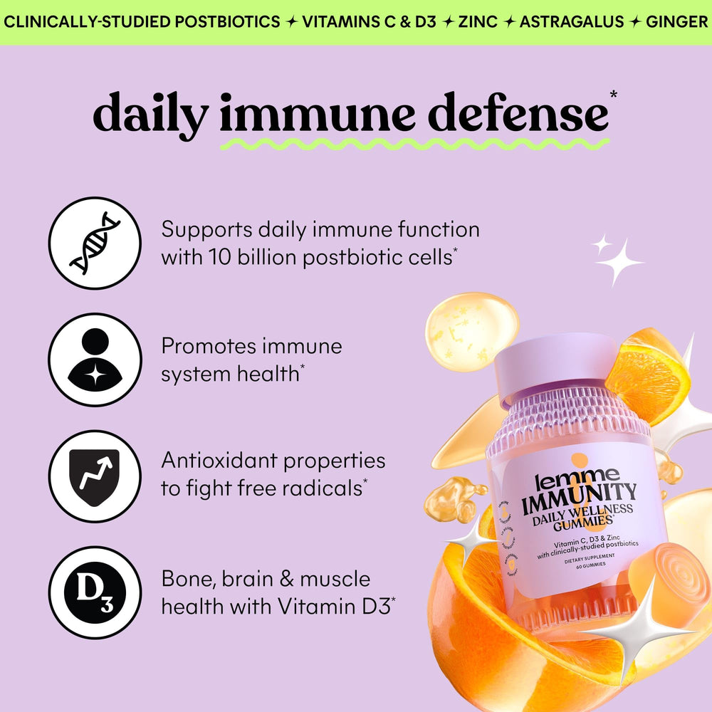 Lemme Immunity Postbiotic Gummies closeup showing Lac-Shield postbiotics in each bite.