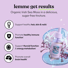 Lemme Irish Sea Moss label closeup showing ingredients and branding