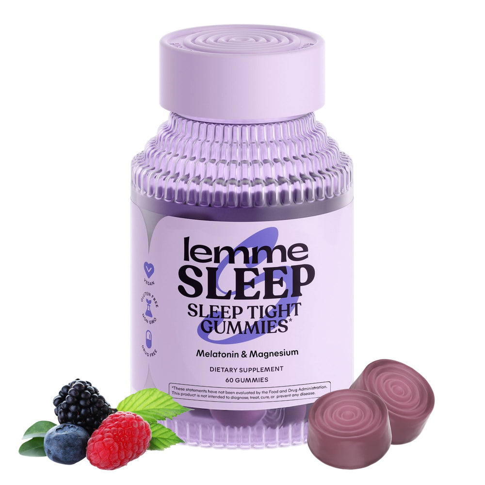 Lemme Sleep Gummies bottle with berry flavor for a calm nightly routine.