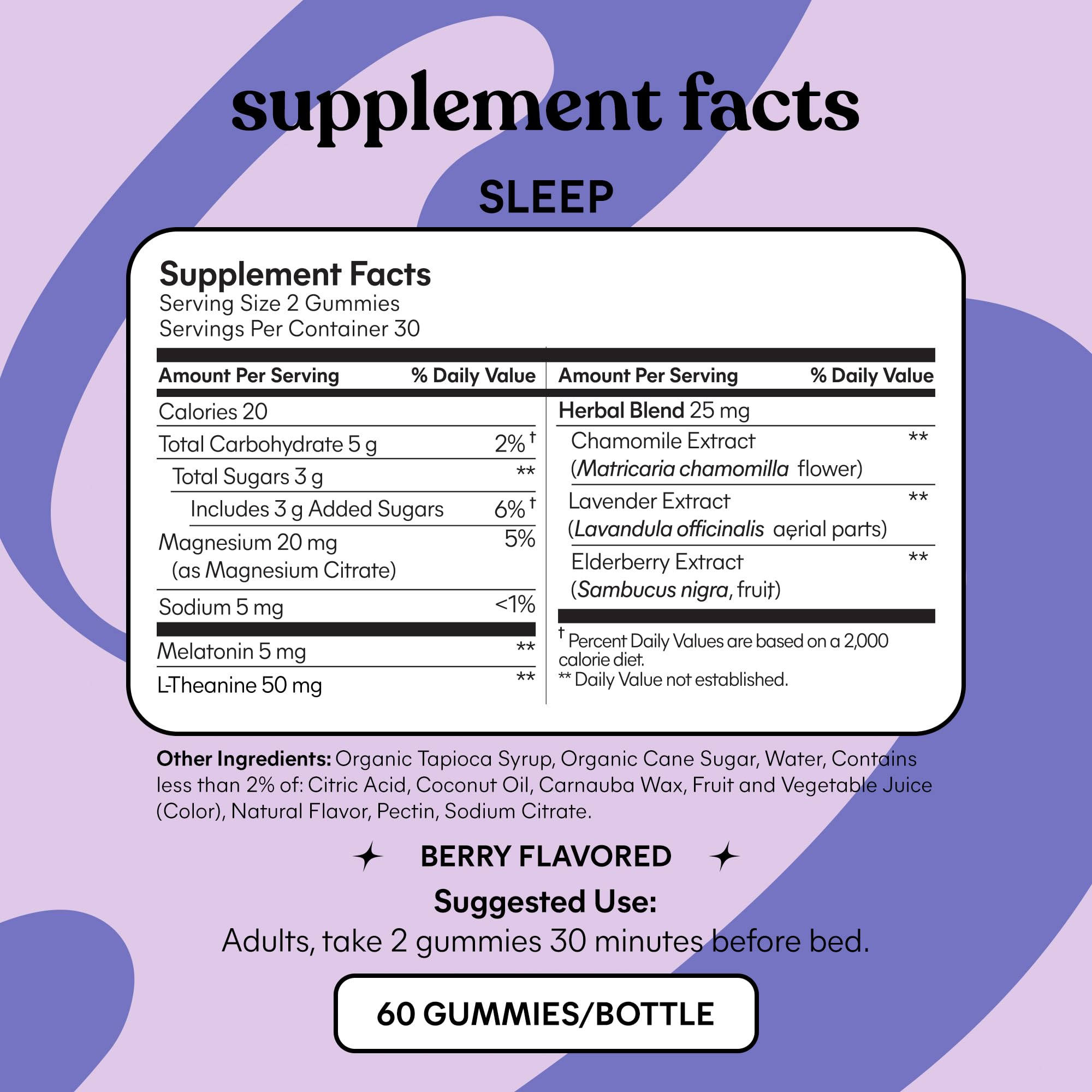 Gluten-free packaging for Lemme Sleep Gummies signals vegetarian, non-GMO formula.