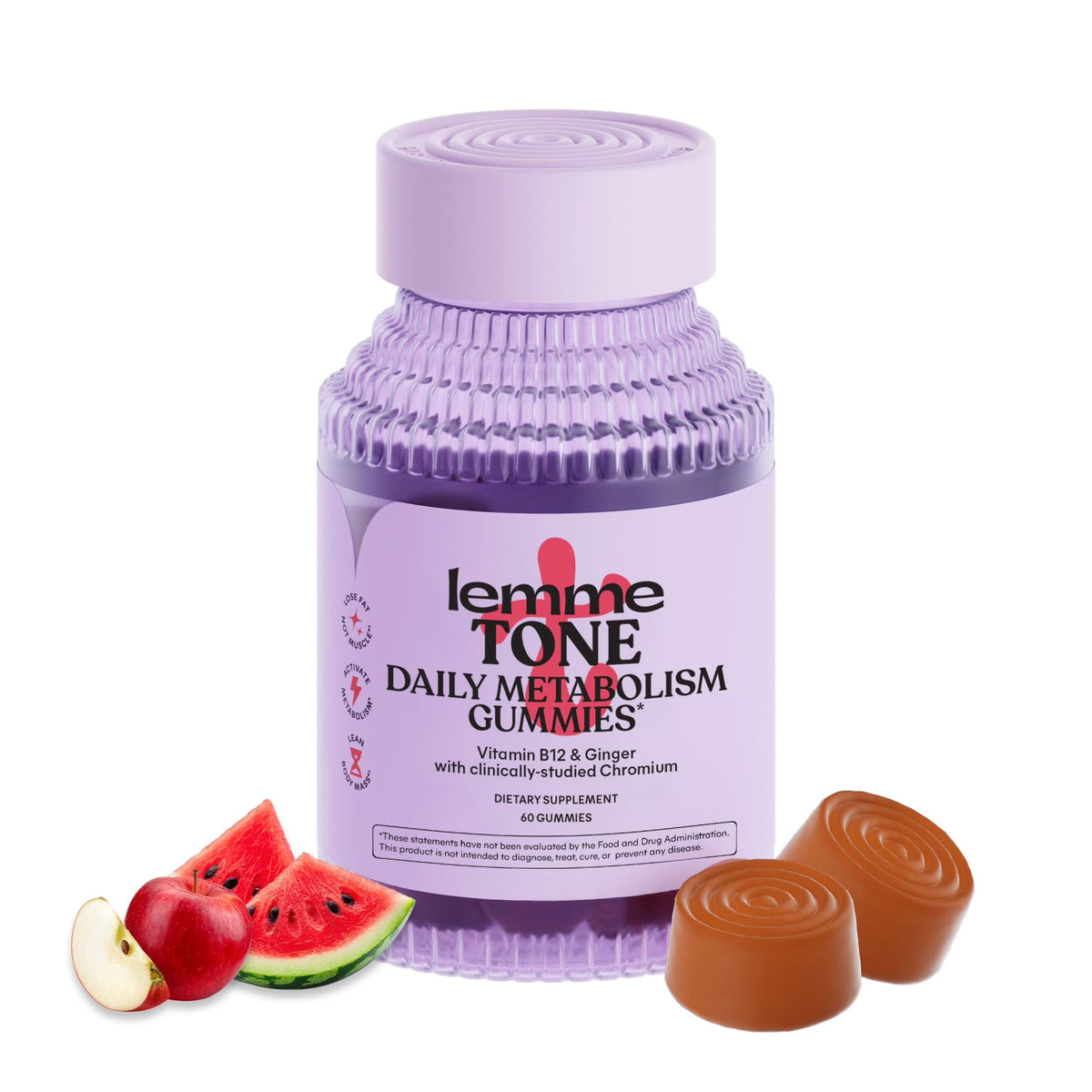 Lemme Tone bottle front shows a metabolism-boosting blend for daily energy.