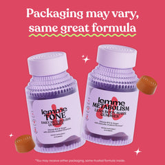 Lemme open bottle with gummies spilling, demonstrating daily serving convenience