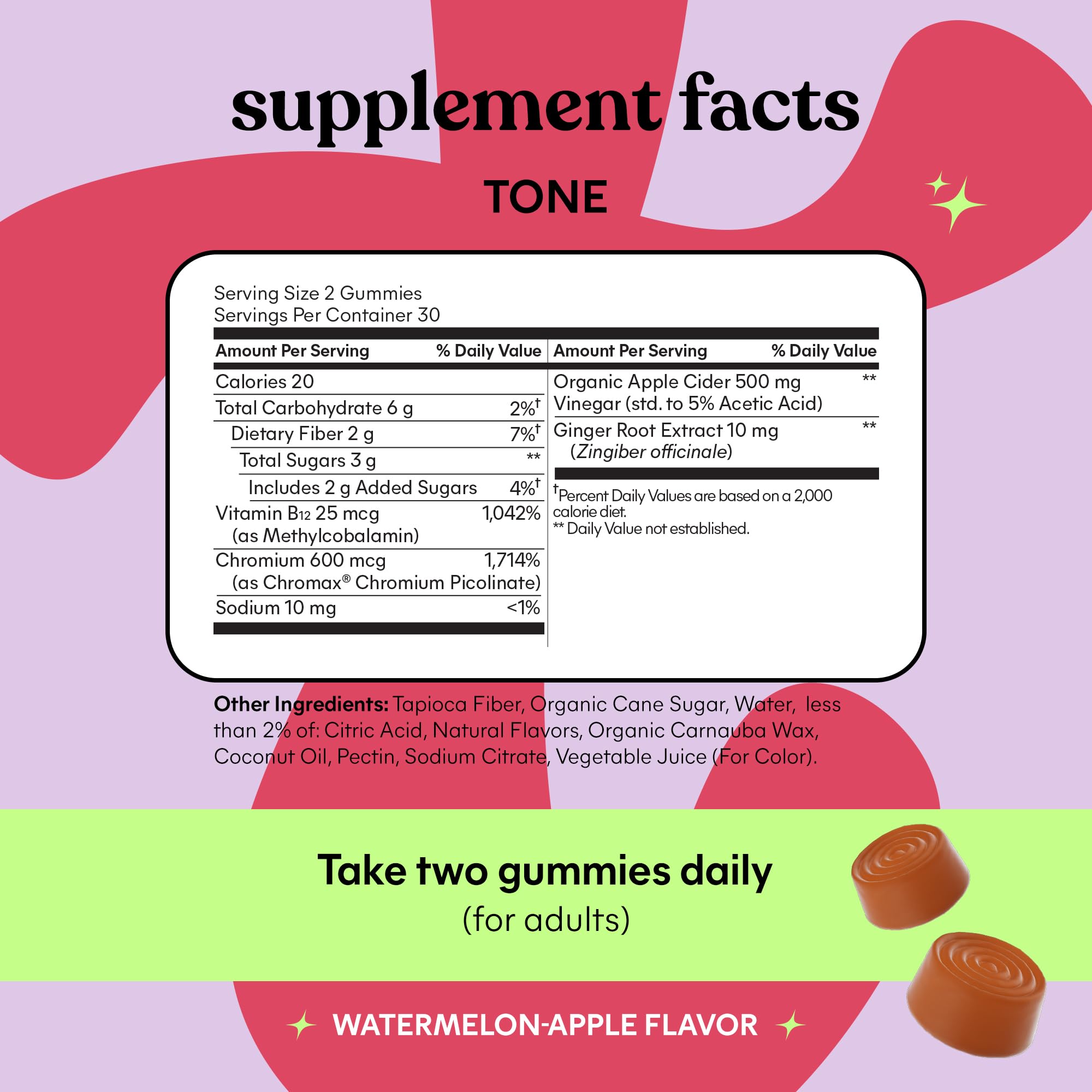 Lemme Tone pack shot shows vegan formula and trusted, third-party tested ingredients.
