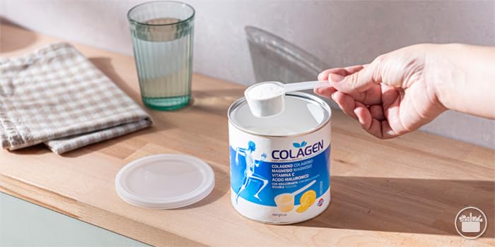 Lemon Collagen Powder tub close-up highlighting a sugar-free formula for daily skin support
