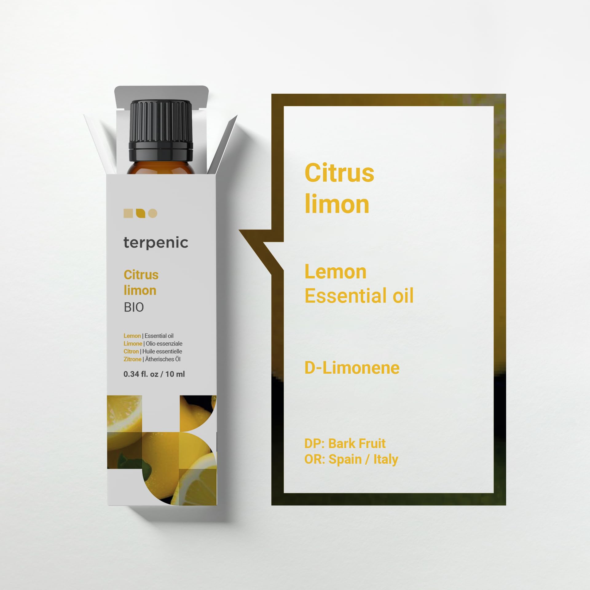 Lemon essential oil skincare application balances oil and complexion.