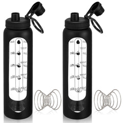 LemonRoad two-pack 34oz glass shaker bottles ready for gym use