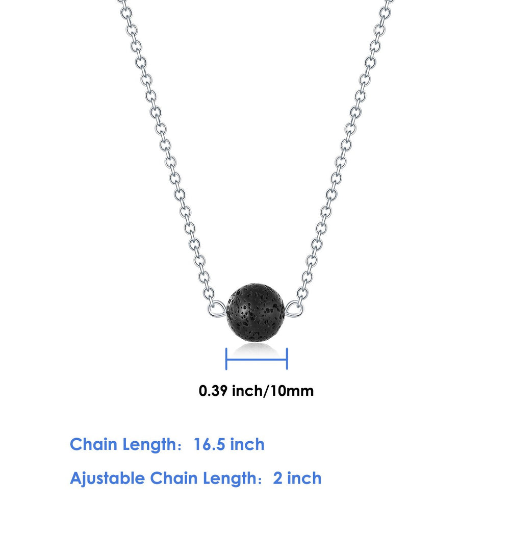 Lenoup lava bead pendant detail on 16.5-inch O-chain highlights adjustable length.