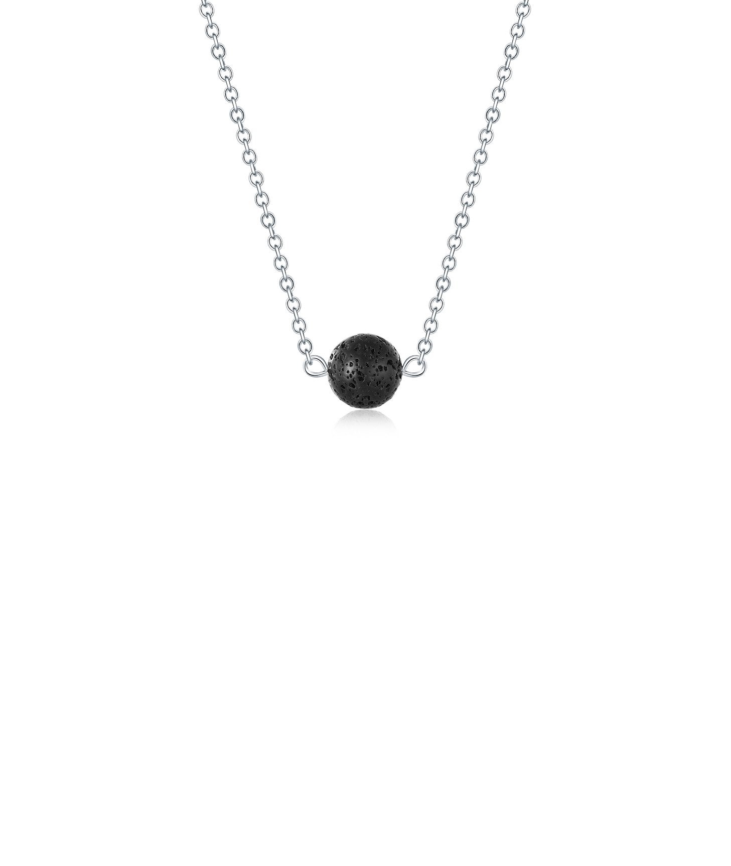 Lenoup lava stone diffuser necklace close-up shows the bead ready to diffuse essential oils.