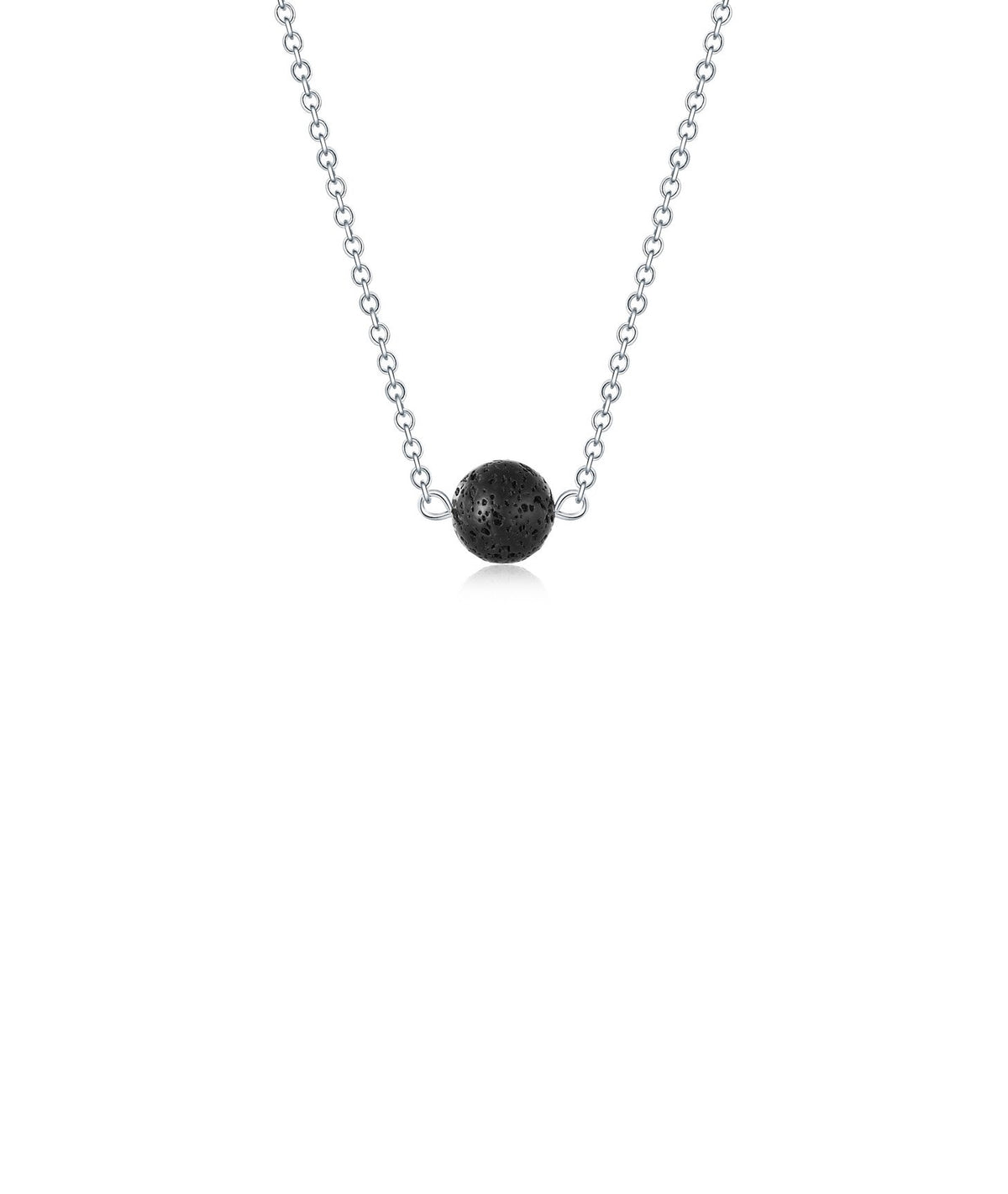 Lenoup lava stone diffuser necklace close-up shows the bead ready to diffuse essential oils.