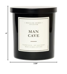 LEOBEN COMPANY candle in modern man cave adds masculine atmosphere.