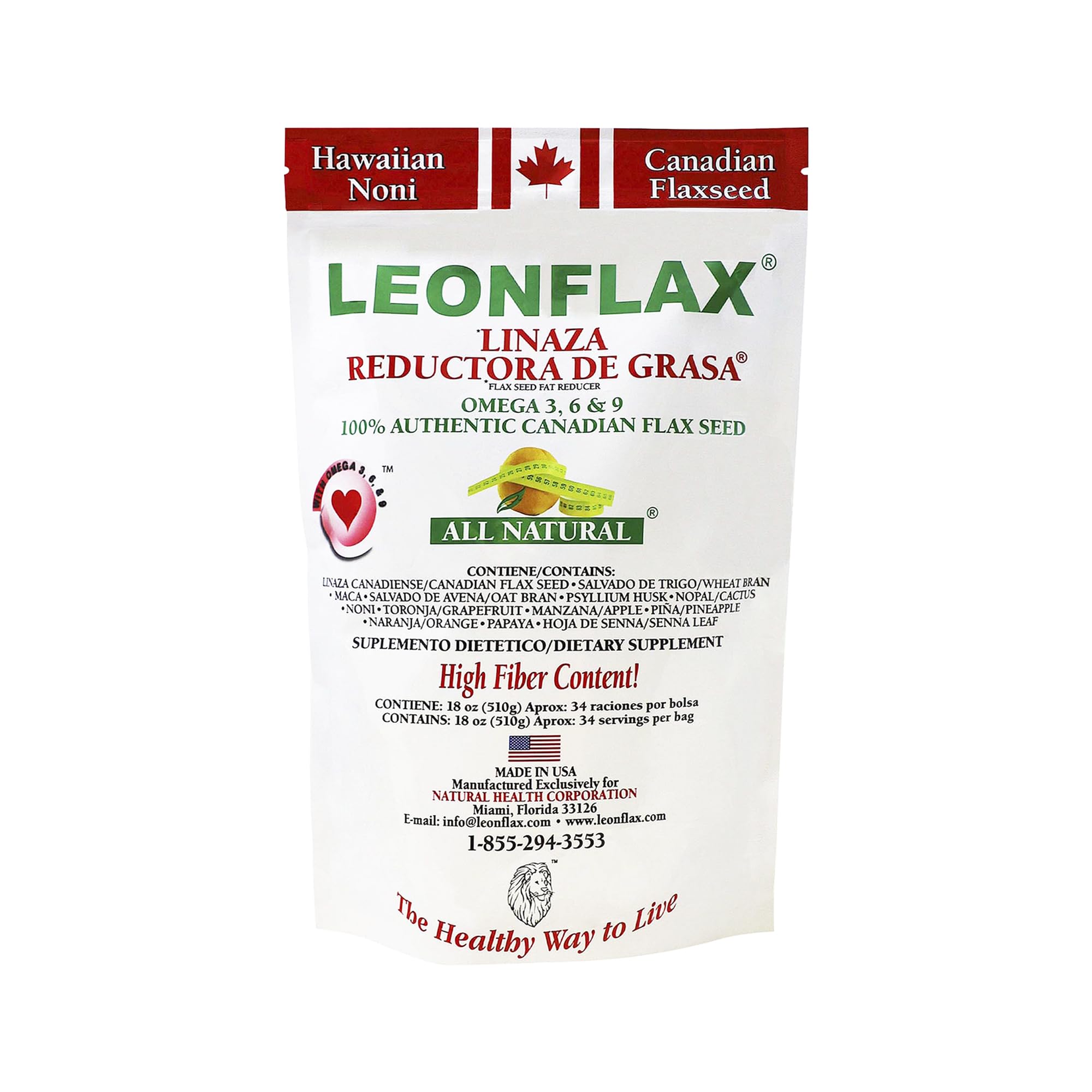 Leonflax bottle pour shows simple daily use for digestive support