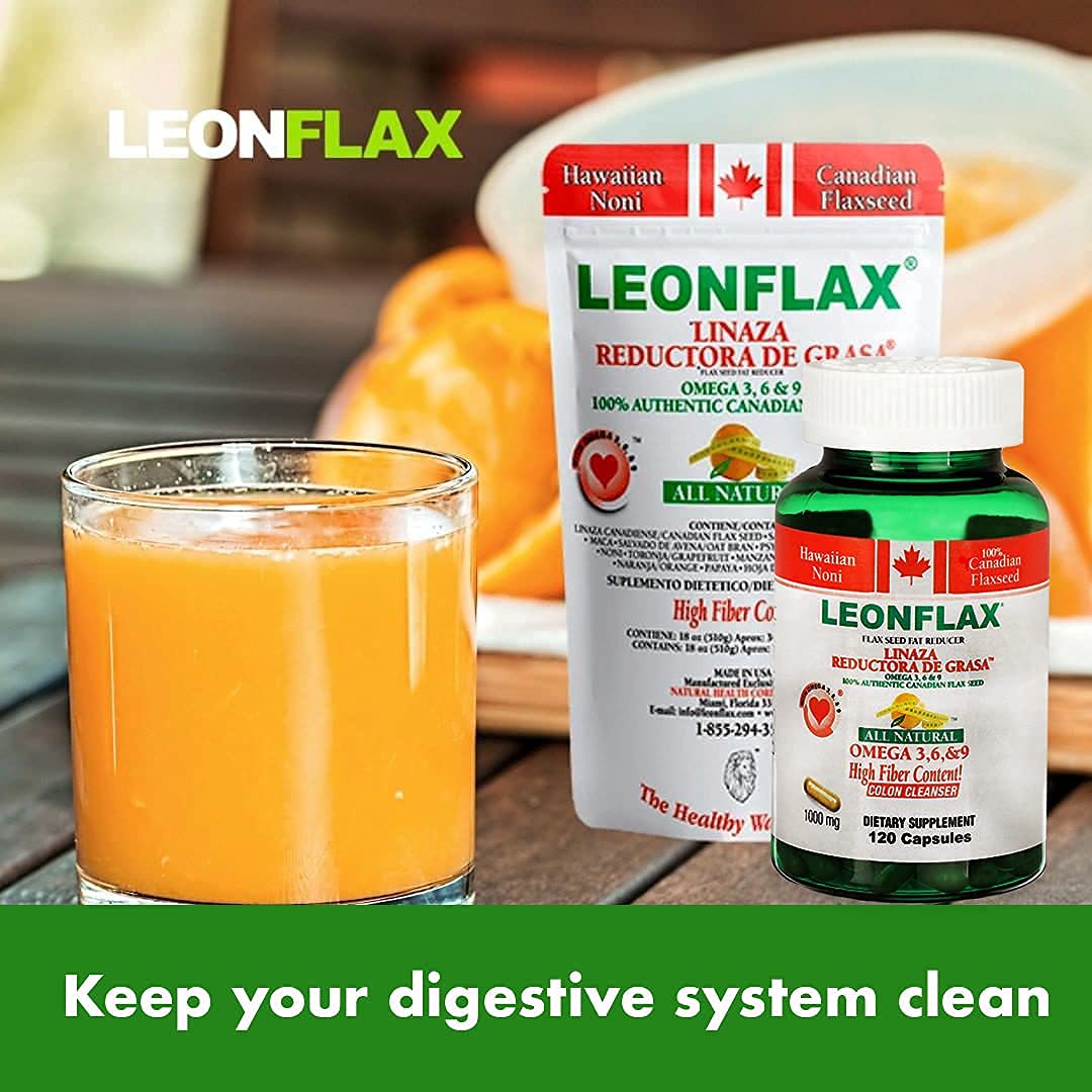 Leonflax packaging label communicates natural ingredients and 18 oz size