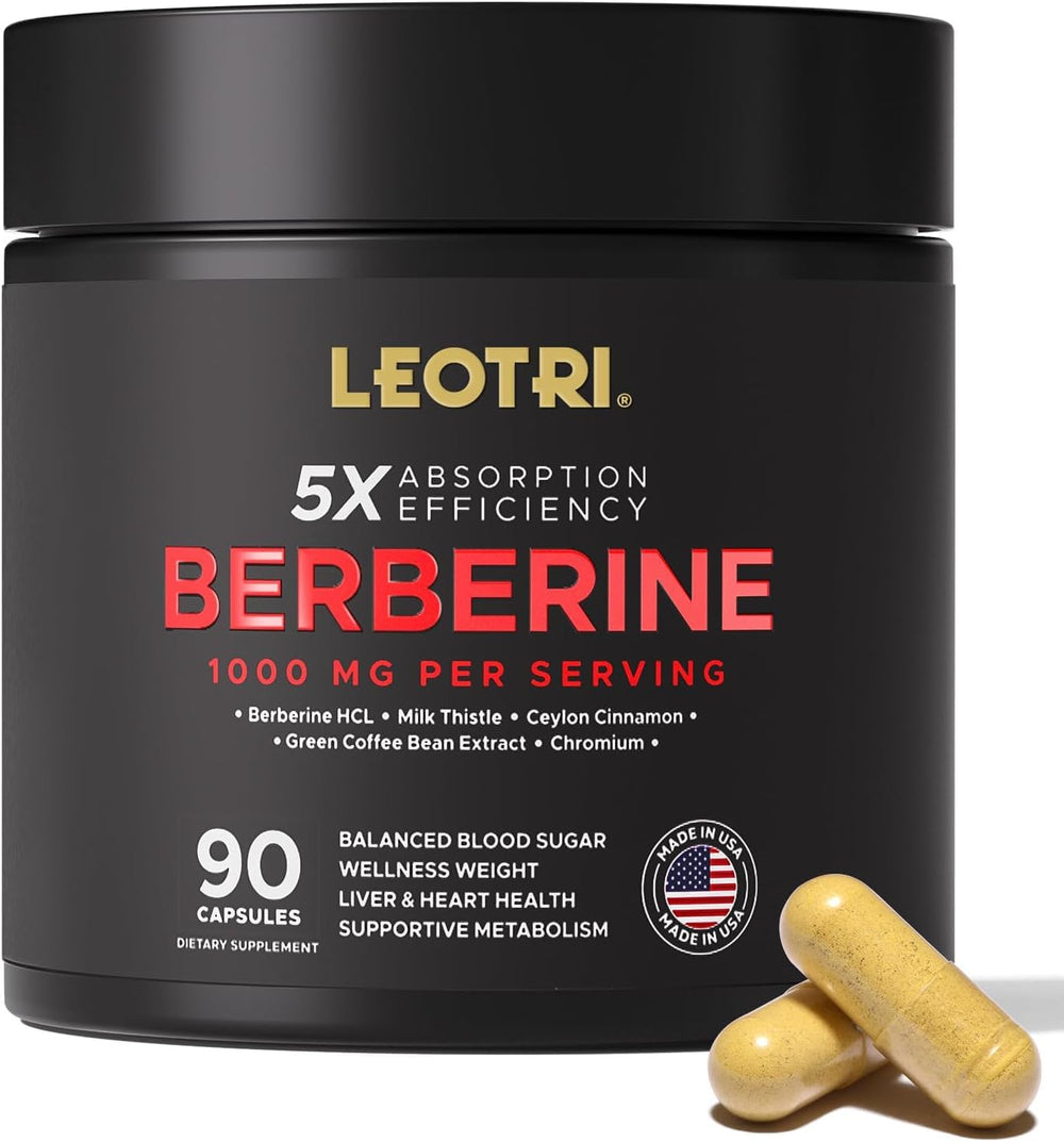 Leotri Berberine 1000mg bottle ready for daily metabolic support.
