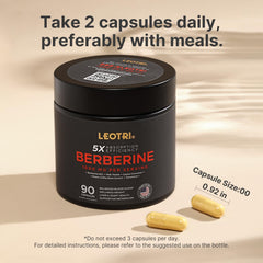Leotri Berberine label highlights standardized ingredients and third‑party testing.