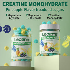 Leozmr Creatine Monohydrate Gummies show three gummies per serving for convenient dosing.