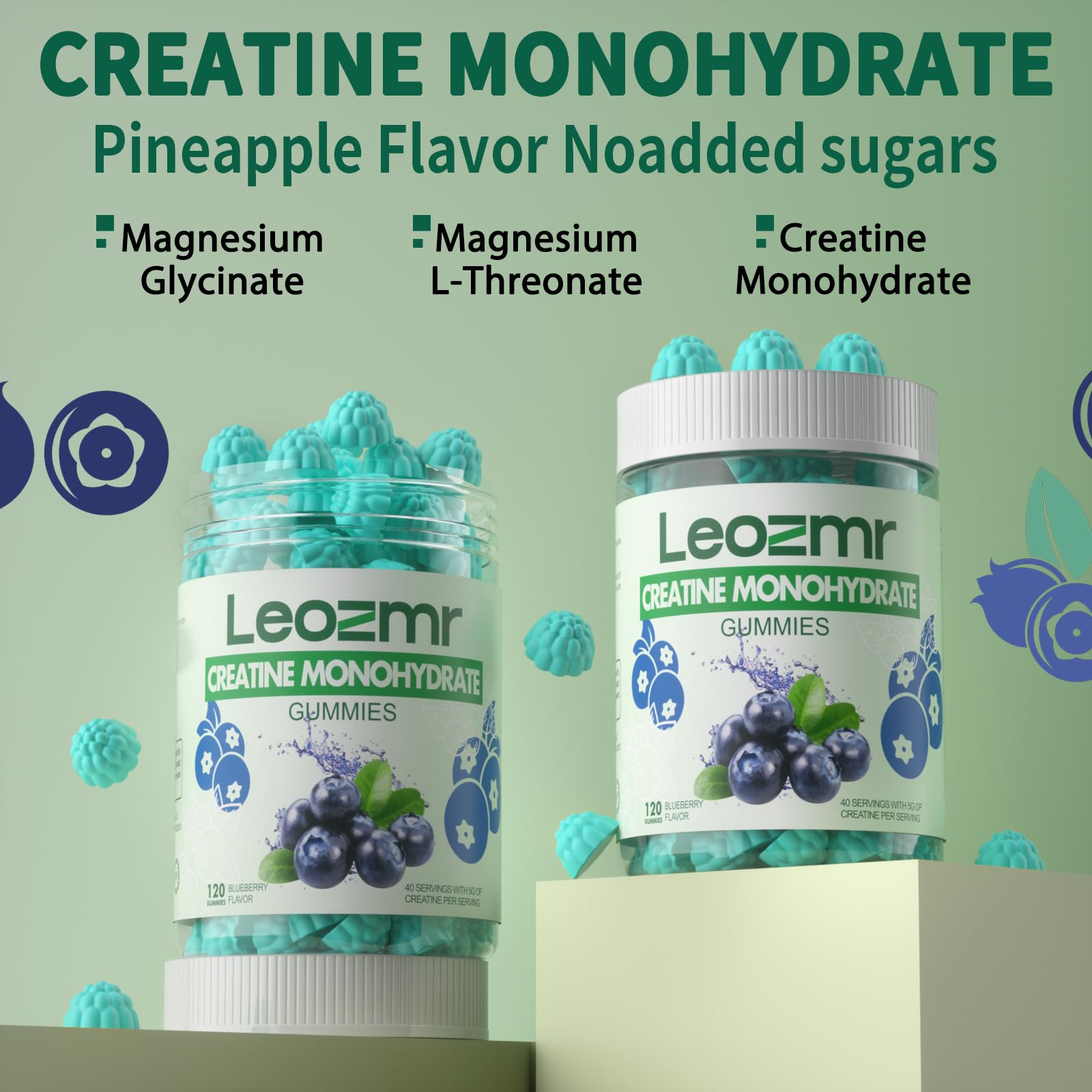 Leozmr Creatine Monohydrate Gummies blueberry gummies support daily workouts