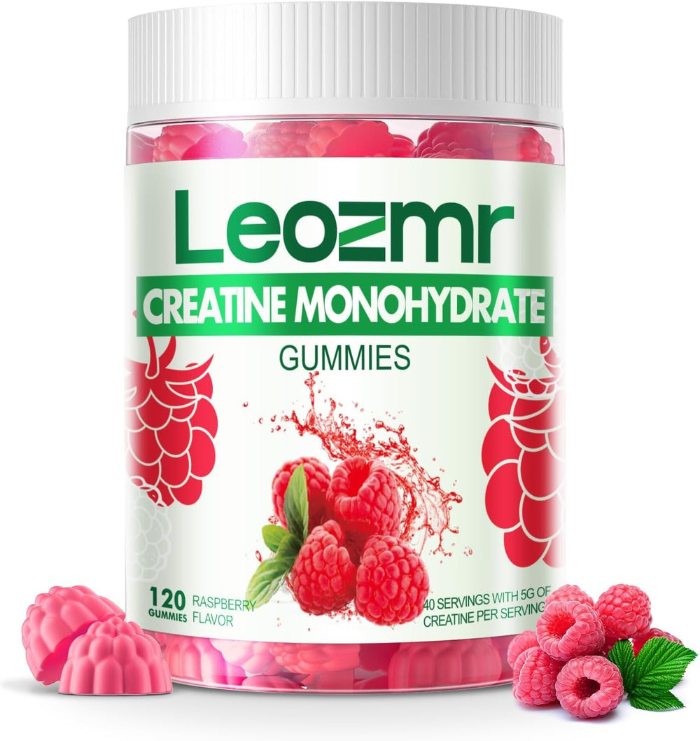 Leozmr raspberry creatine gummies for workouts and daily energy support