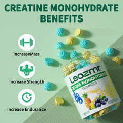Leozmr Creatine Monohydrate Gummies vegan and sugar-free option for dietary support.