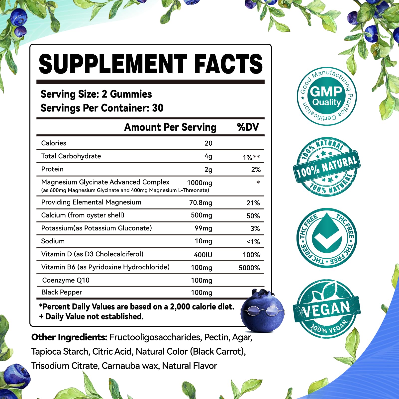 Leozmr magnesium glycinate gummies blueberry gummies closeup with soft texture