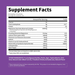 Leozmr magnesium glycinate gummies nutrition label closeup