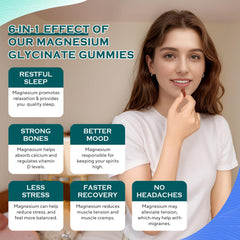Leozmr magnesium glycinate gummies synergy icons showing mineral support and mood balance