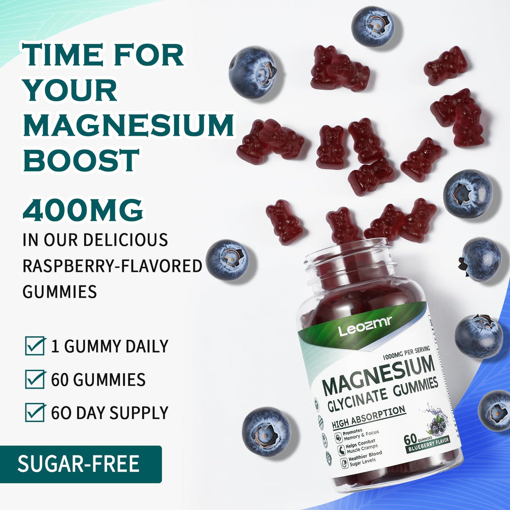 Leozmr magnesium glycinate gummies vegan gluten-free badge on label