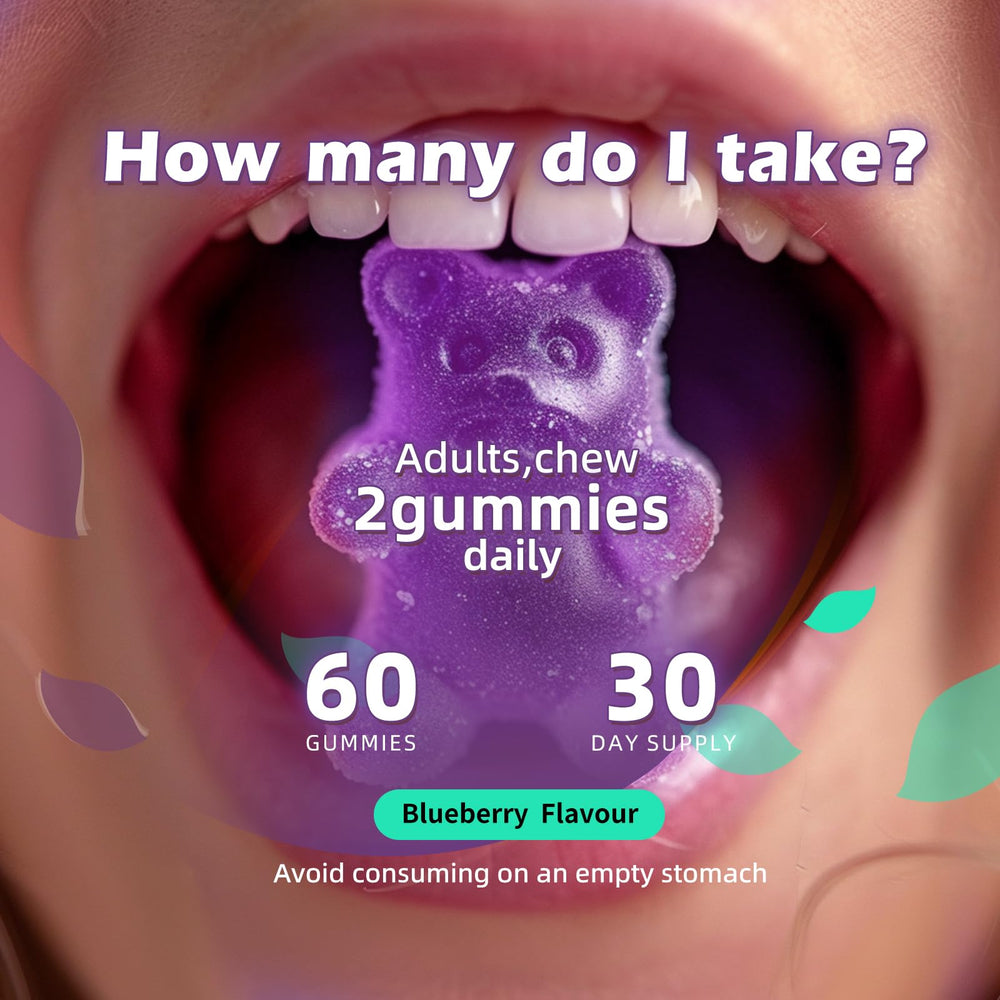 Leozmr sugar-free gummies on a spoon showing vegan friendly chew