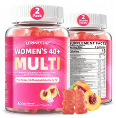 Lerinettia 40+ gummy bottle shown for daily wellness on the go.