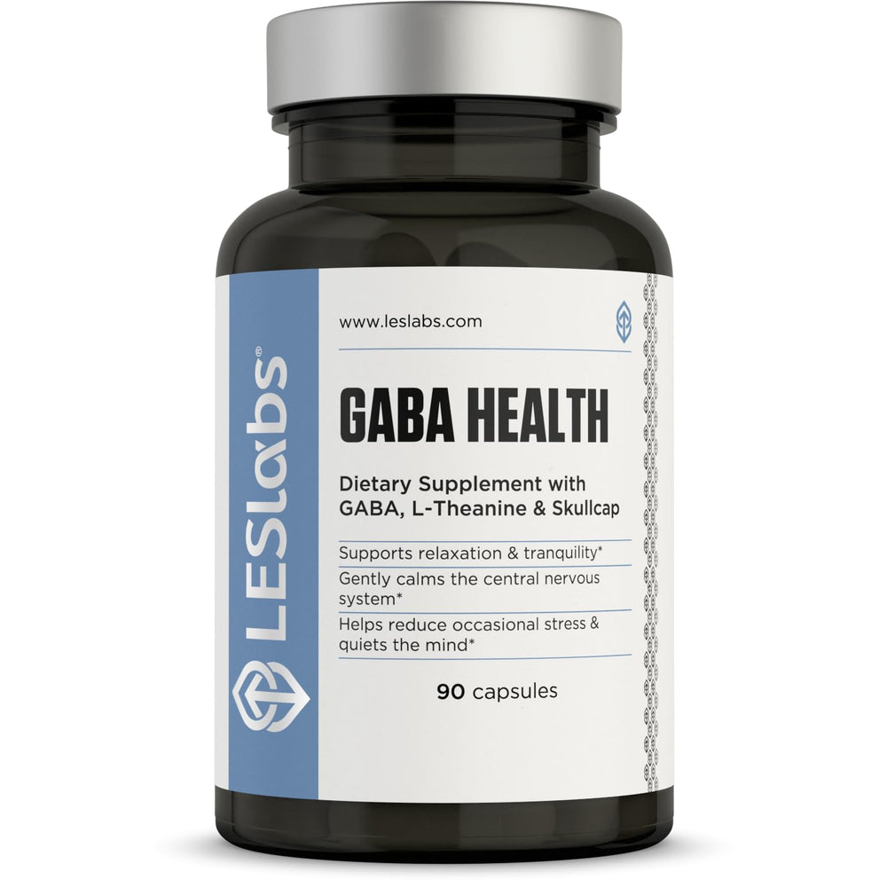 LES Labs GABA Health bottle pour promotes calm for evening routines.