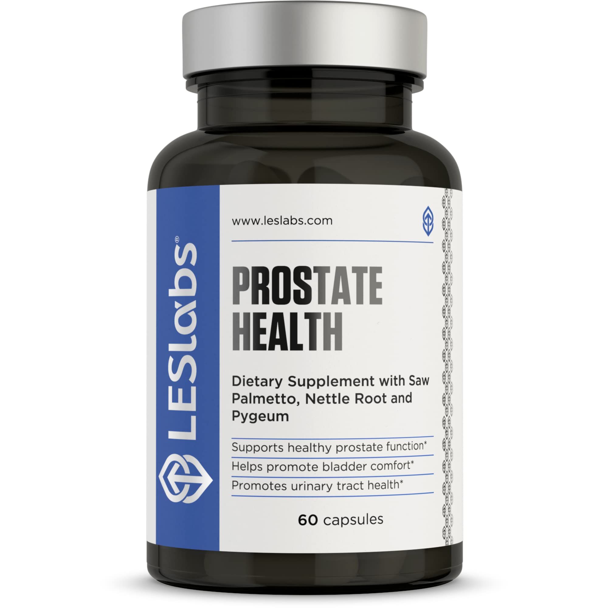 LES Labs Prostate Health bottle front view with capsules for urinary comfort.