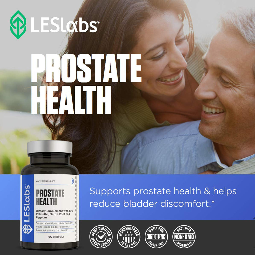 LES Labs Prostate Health bottle with clock illustrates potential night-time support.