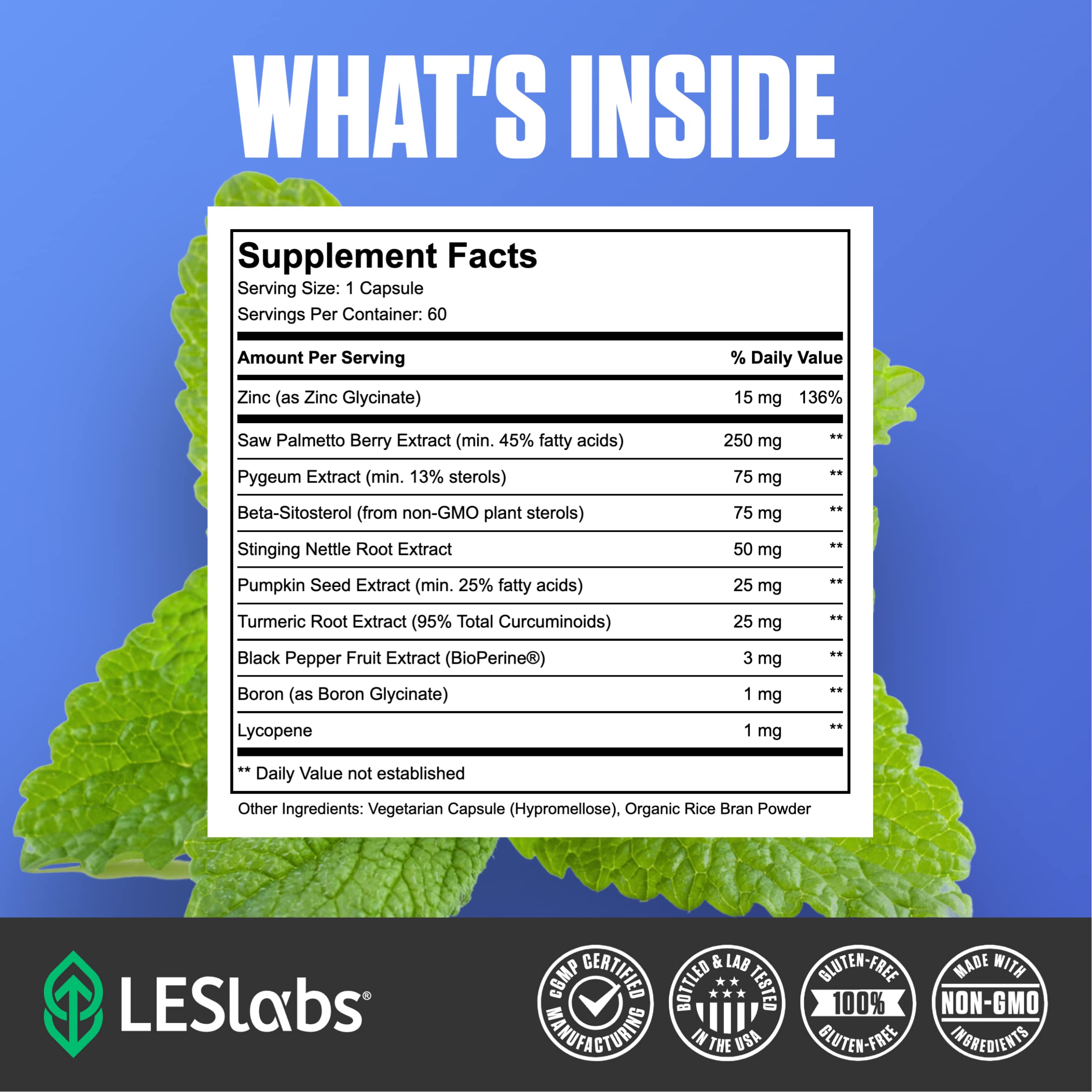 LES Labs Prostate Health packaging and label to inspire trust.