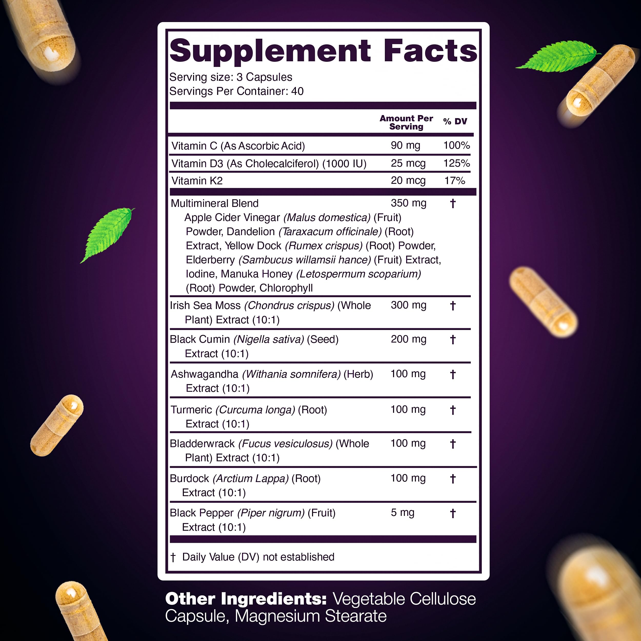 LetaGreen D3 K2 capsules label emphasizing essential vitamins for daily intake
