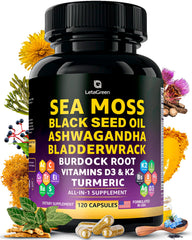 LetaGreen Sea Moss Capsules bottle for daily wellness and convenience