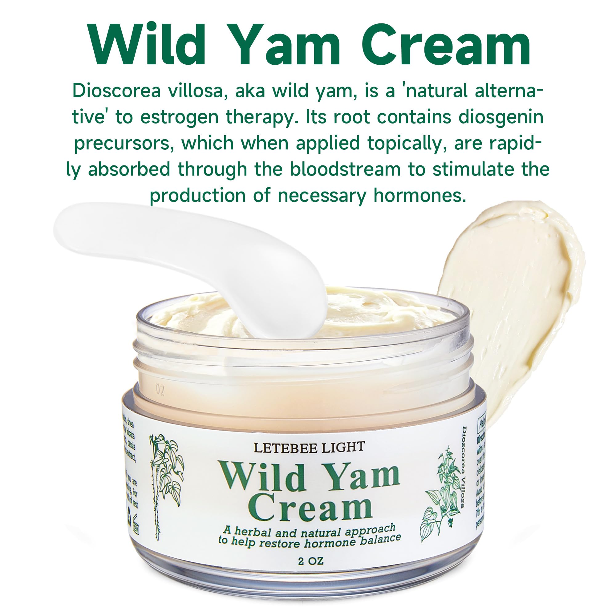 Letebee Light Wild Yam Cream rose-lavender scent promotes calm and restful nights