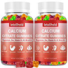 Letollhold calcium citrate gummies bottle front showing 1200 mg calcium for bone support
