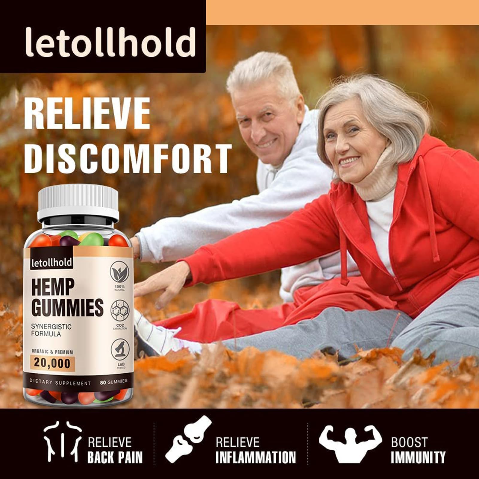 Letollhold hemp gummies bottle front view indicating high potency