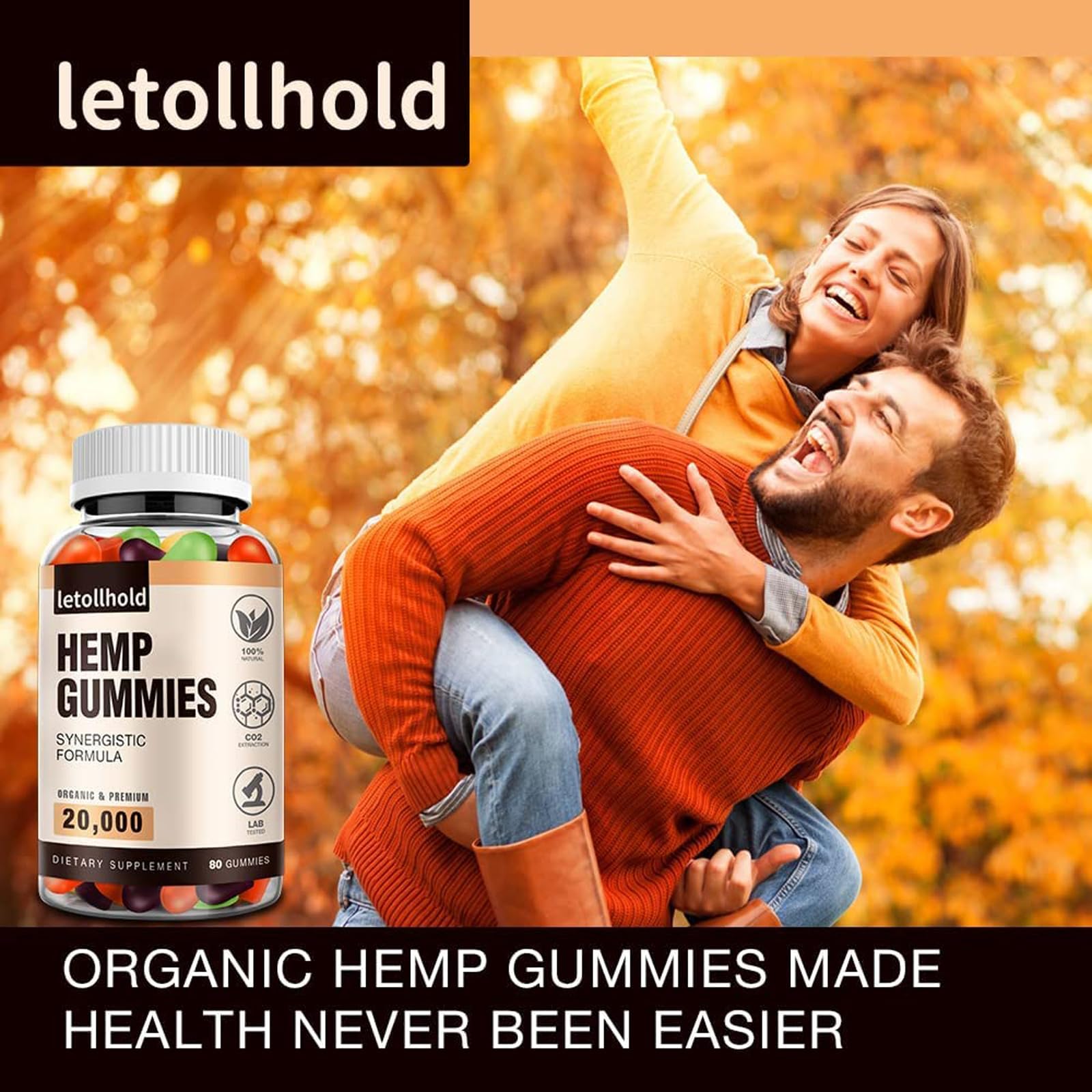 Letollhold hemp gummies on a nighttime setup suggesting calmer evenings