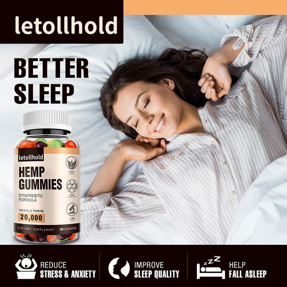 Opened Letollhold hemp gummies bottle with a few gummies spilled