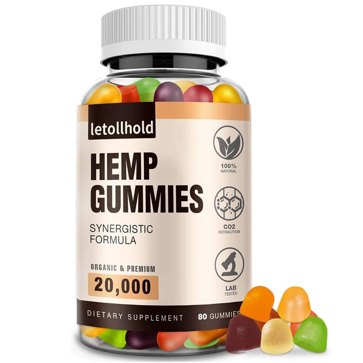 Letollhold hemp gummies bottle with calming label for restful evenings