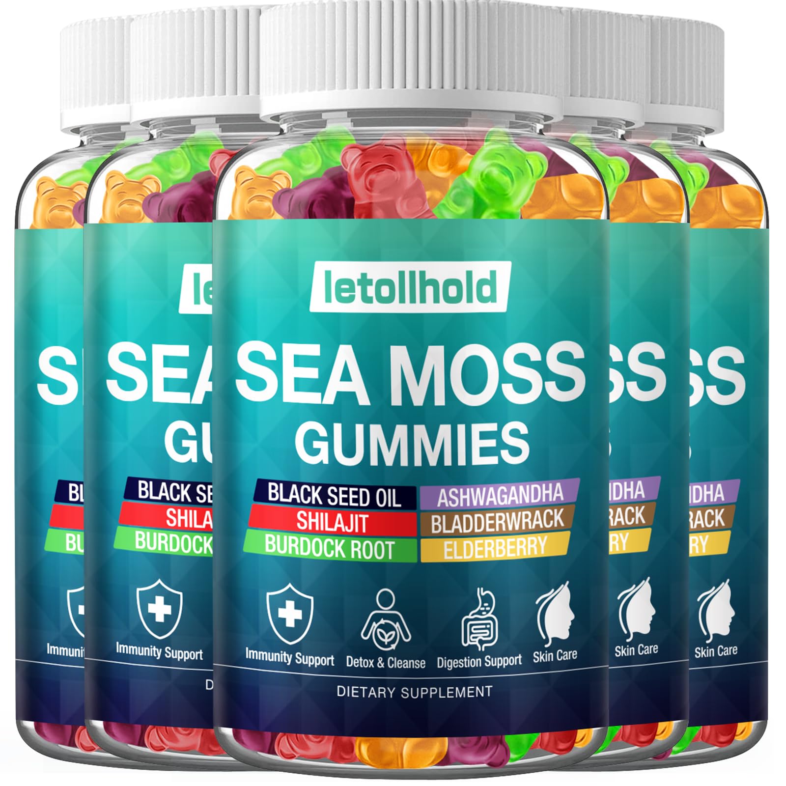 Letollhold Sea Moss Gummies bottle for mineral-rich daily wellness.