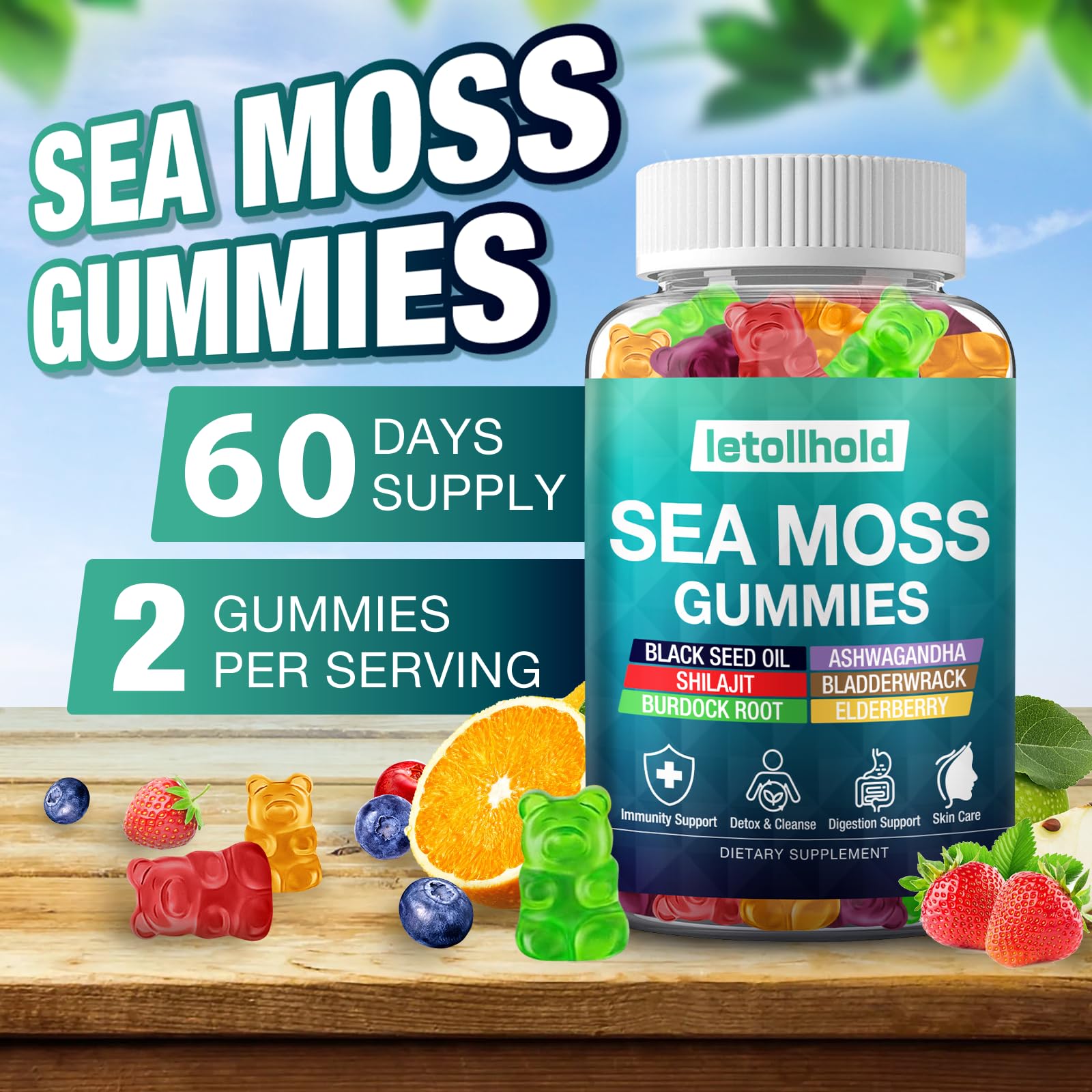 Letollhold Sea Moss Gummies serving on plate as easy daily ritual.