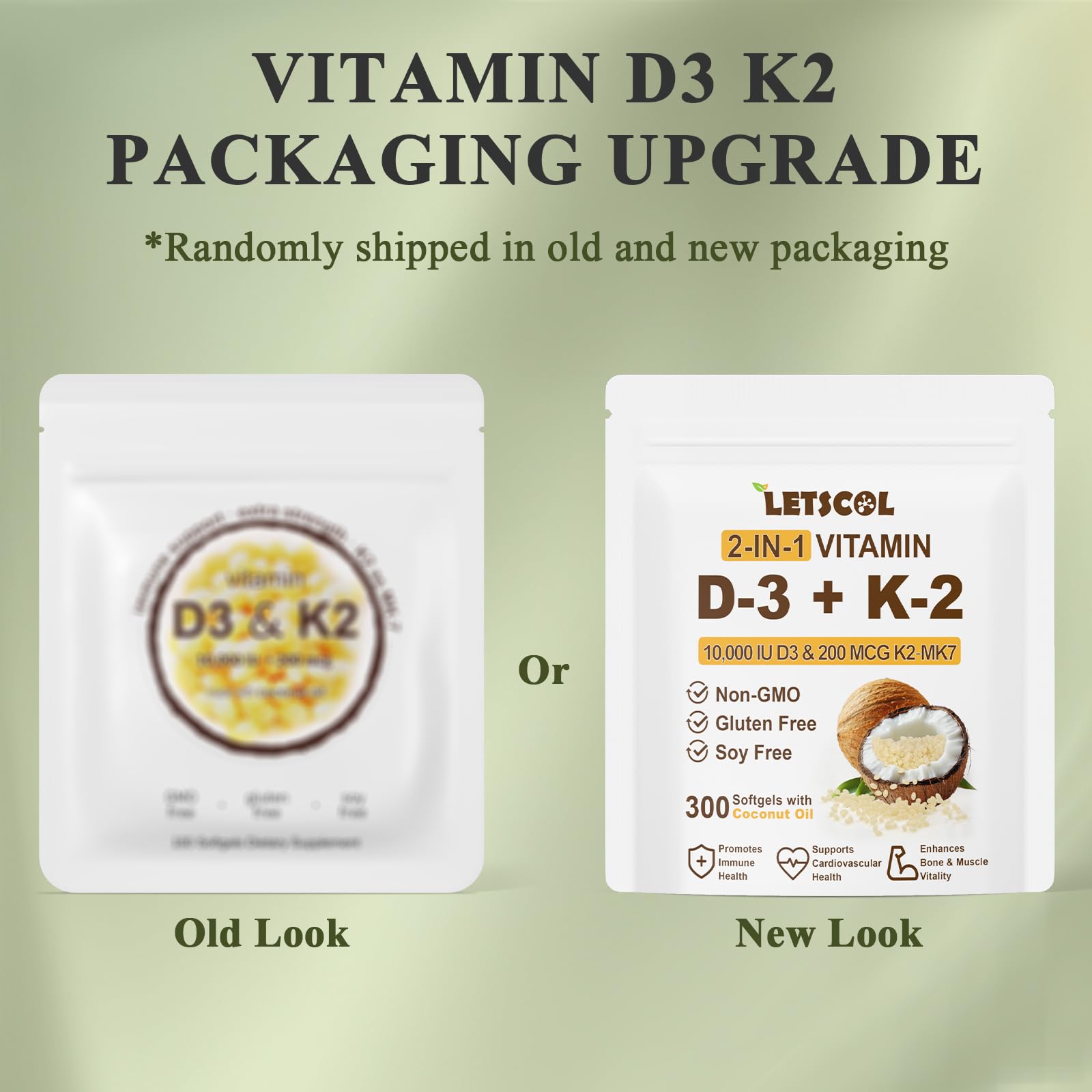 LETSCOL label close-up showing non-GMO and soy-free formula.