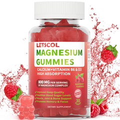 LETSCOL magnesium glycinate gummies bottle front for calm support and daily wellness.