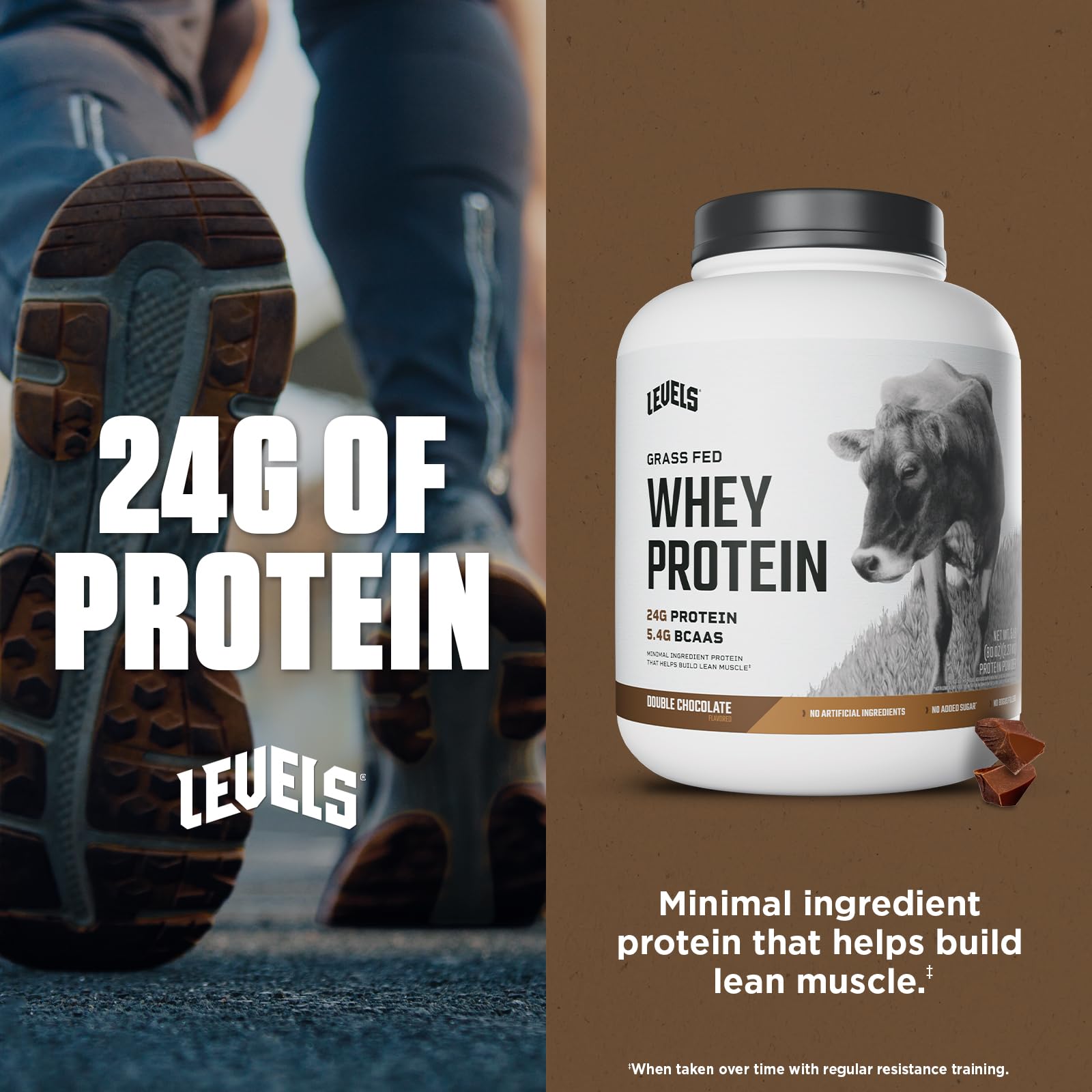Levels grass-fed dairy carton suggests premium hormone-free protein.