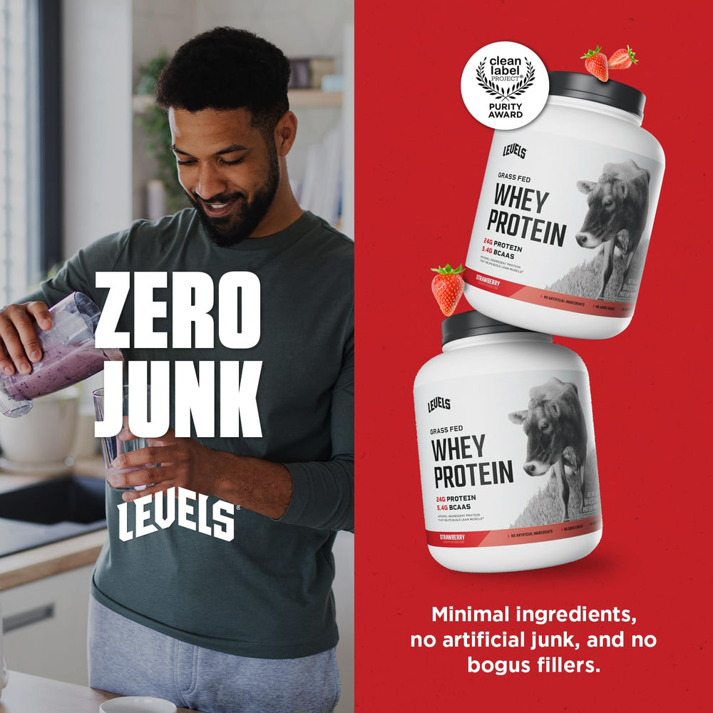 Blender bottle with Levels Whey mix for easy blending.