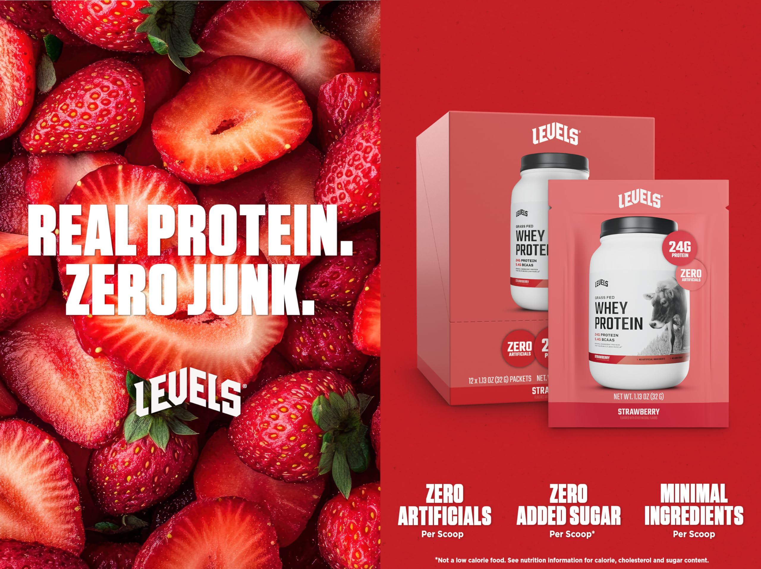 Levels Grass Fed Whey Protein scoop demonstrates easy portion control for workouts.