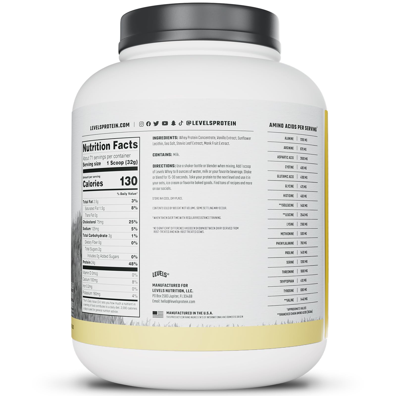 Levels Monk fruit sweetener ensures lightly sweetened vanilla flavor