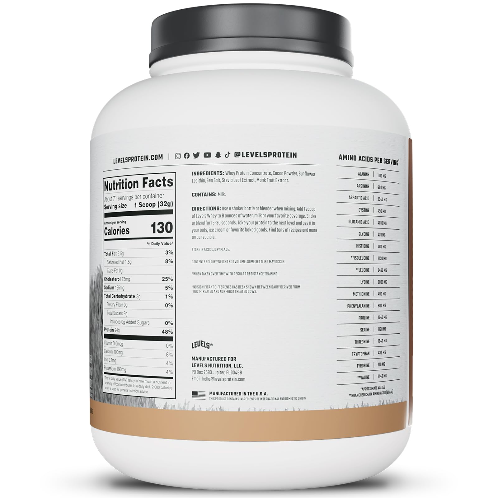 Levels Non-GMO Sunflower Lecithin ingredient highlighting easy mixing.